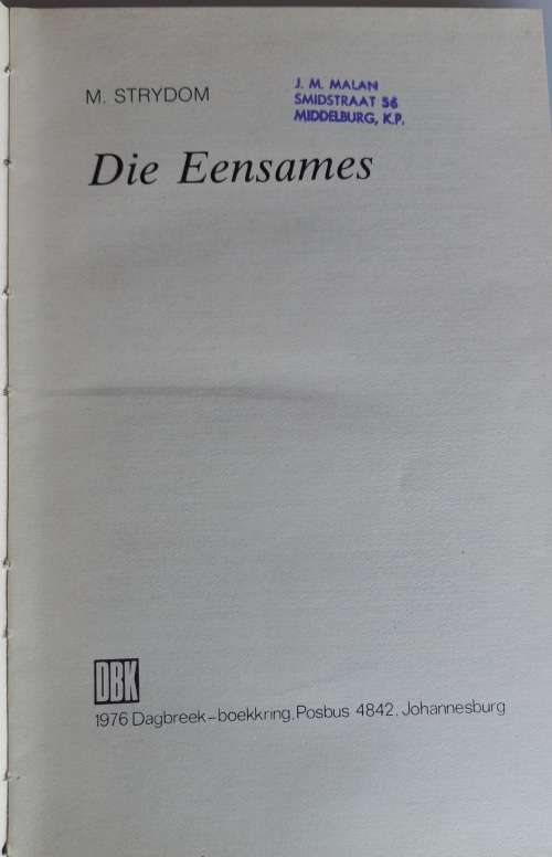 Die eensames deur M Strydom