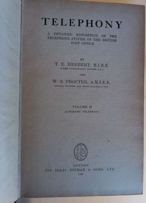Telephony volume II - Herbert and Procter 1947