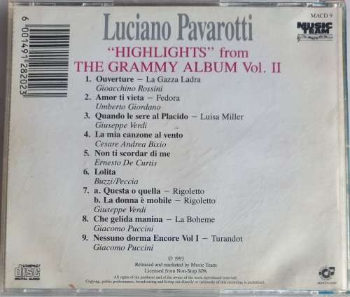 Luciano Pavarotti - Highlights from The Grammy album vol II (cd)
