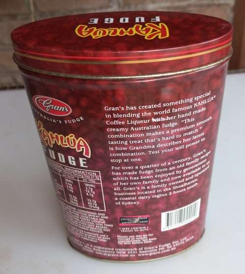 Kahlua fudge tin