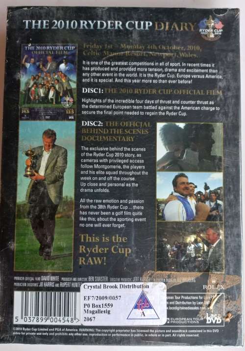 The 2010 Ryder cup diary - Two disc collector`s edition dvd *sealed*