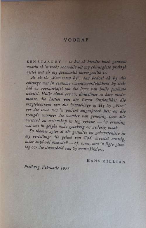 Een staan by uit die dagboek van `n chirurg deur Hans Killian