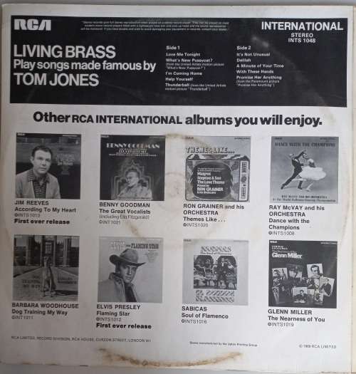 Living Brass play songs made famous by Tom Jones LP