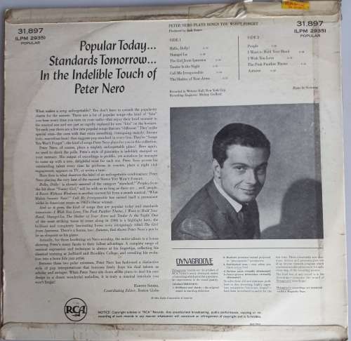 Peter Nero plays songs you won`t forget LP