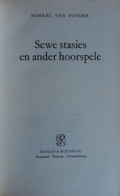Sewe stasies en ander hoorspele deur Morkel van Tonder