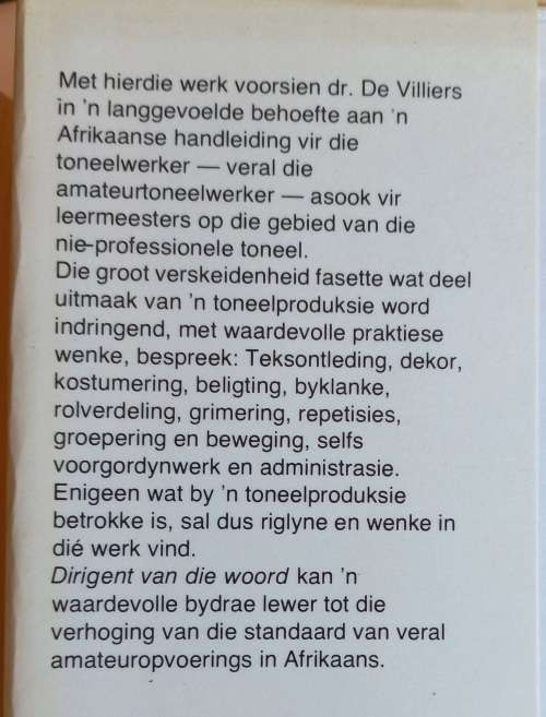 Dirigent van die woord deur Aart de Villiers