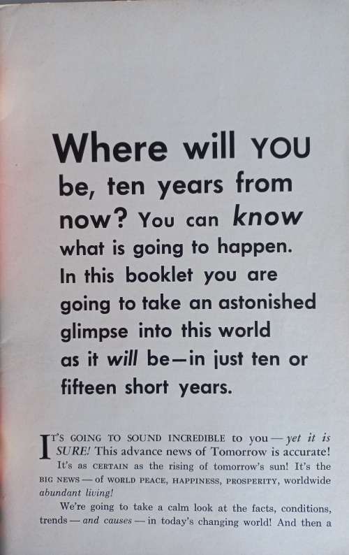 The wonderful world tomorrow