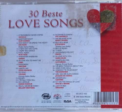 30 Beste love songs cd