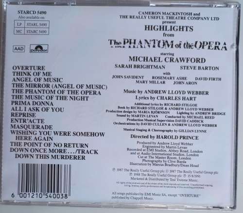 Highlights from The phantom of the opera cd