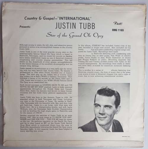 Justin Tubb Star of the grand ole opry LP