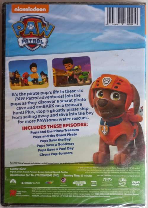 Paw Patrol - Pups and the pirate treasure dvd *sealed*