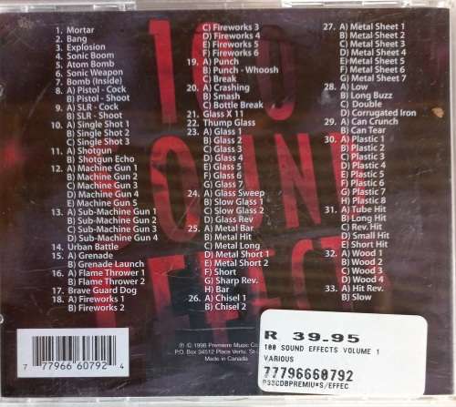 100 Sound effects volume one (cd)