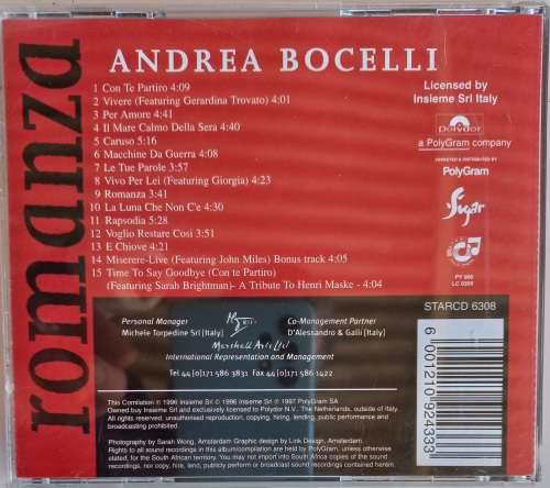 Andrea Bocelli - Romanza cd