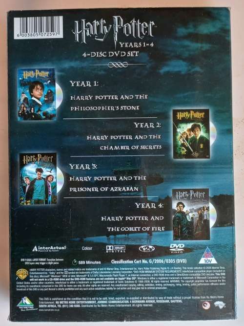 Harry Potter years 1-4 (4 disc dvd set)