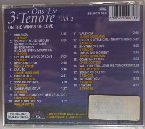 Ons eie tenore vol 2 On the wings of love cd
