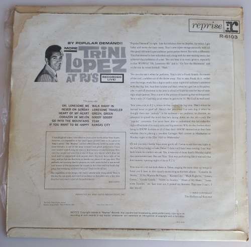 Trini Lopez at PJ`S LP