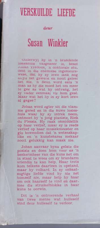 Verskuilde liefde deur Susan Winkler