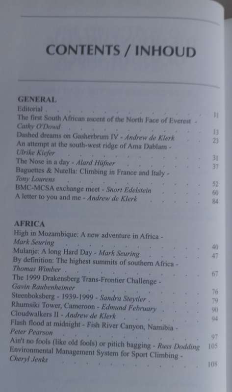 Die joernaal van die bergklub van Suid-Afrika 1999