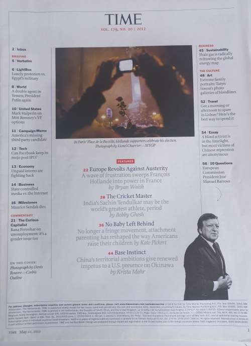Time magazine May 21, 2012