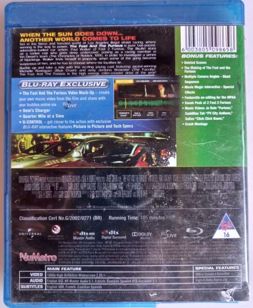 The fast and the furious *Blue ray dvd*