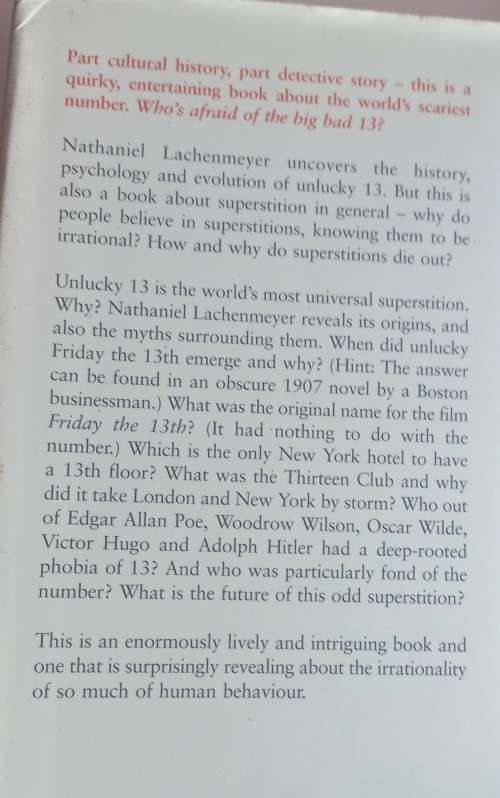 13 The world`s most popular superstition by Nathaniel Lachenmeyer