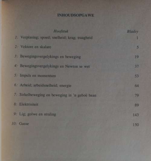 Fisika: Opsommings, vrae, antwoorde
