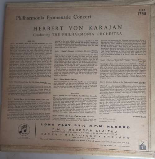 Philharmonia Promenade Concert - Herbert Von Karajan LP