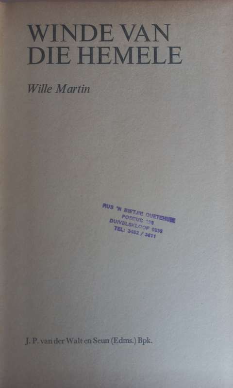 Winde van die hemele deur Wille Martin