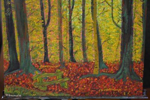 "Bankie in woud" Oil painting