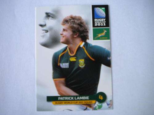 2011 World cup trading card no 91 - Patrick Lambie