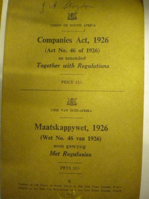 Union of South Africa companies act 1926