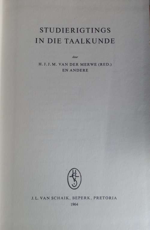 Studierigtings in die taalkunde deur HJJM van der Merwe