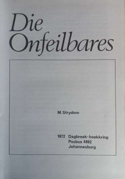 Die onfeilbares deur M Strydom