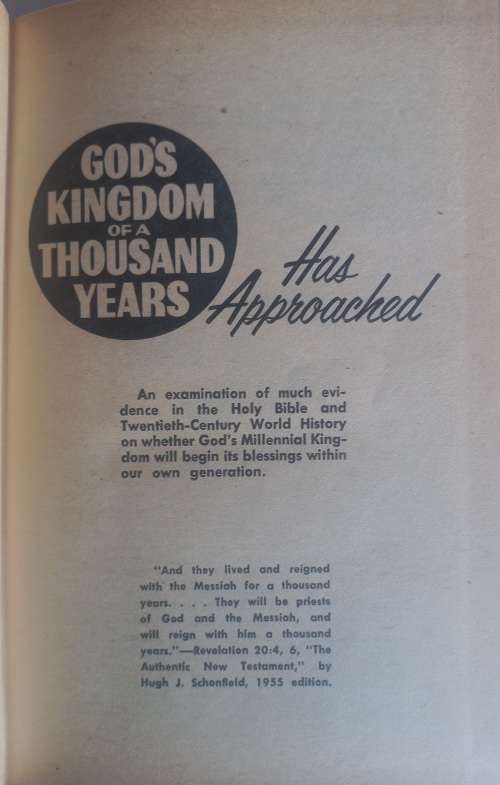 God`s kingdom of a thousand years has approached