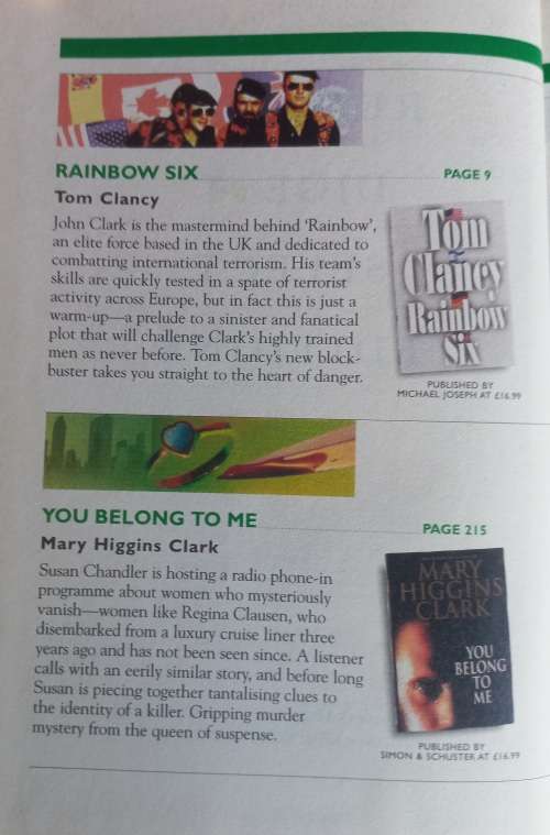 Reader`s digest select edition: Rainbow six, You belong to me, Cloud nine