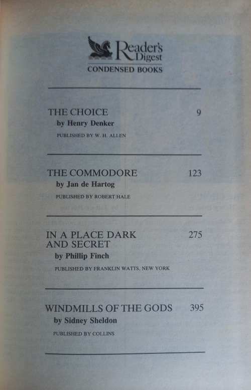 Reader`s digest condensed book: The choice, The commodore, In a place dark and secret