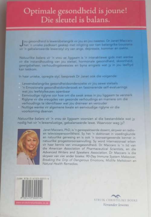 Natuurlike balans vir `n vrou se liggaam deur Janet Maccaro