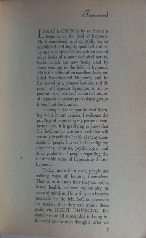 Self hypnotism: The technique and its use in daily living by Leslie M Lecron