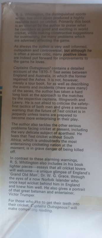 Captain Outrageous, cricket in the seventies by RS Whitington