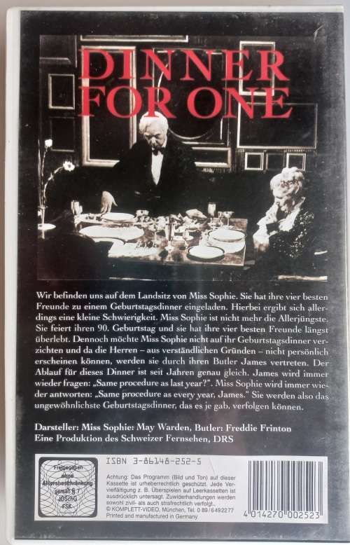 Dinner for one VHS