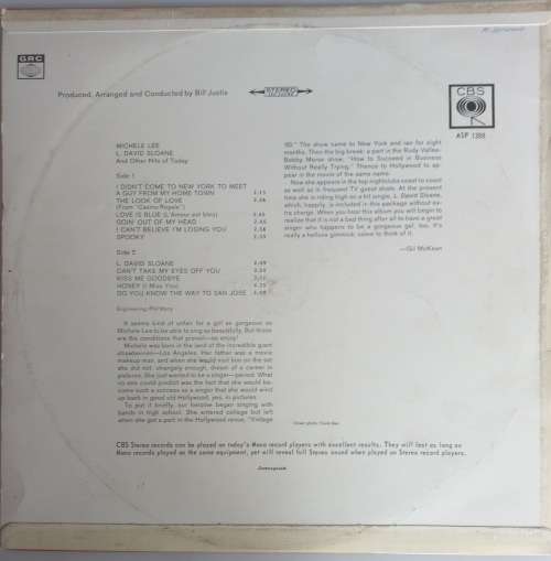 Michele Lee - L David Sloane and other hits of today LP