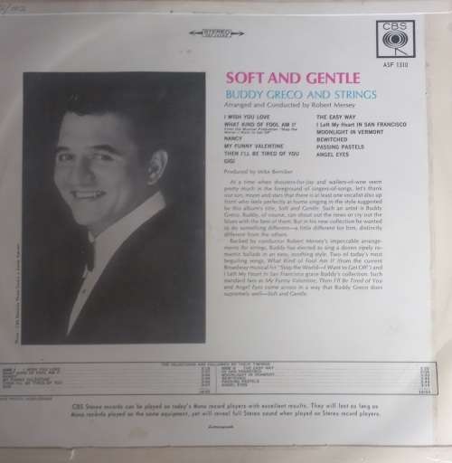 Buddy Greco and strings - Soft and gentle LP