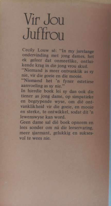 Vir jou juffrou deur Cecily Louw