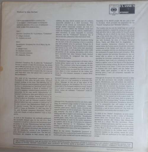 Leonard Bernstein - Schubert unfinished symphony LP