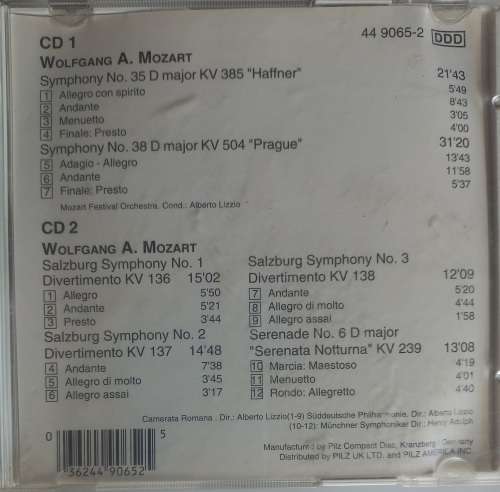 Mozart - symphony no 35 & 38 (2cd)