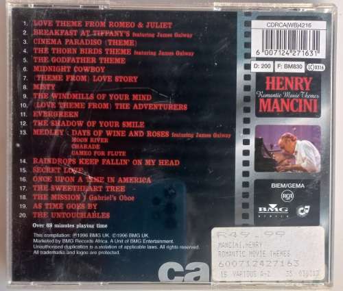 Henry Mancini - Romantic movie themes cd