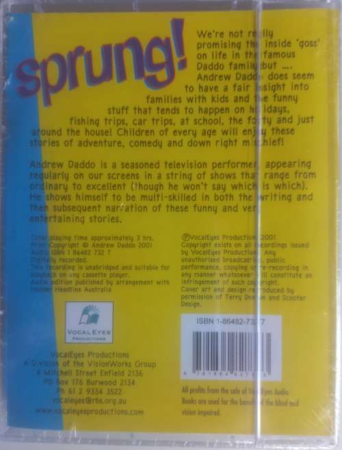 Sprung by Andrew Daddo - Audiobook on tape *sealed*