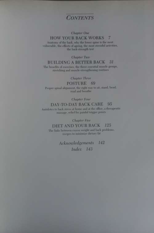 The fit back, pain relief and prevention