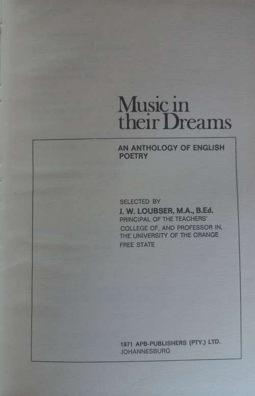 Music in their dreams, an anthology of English poetry