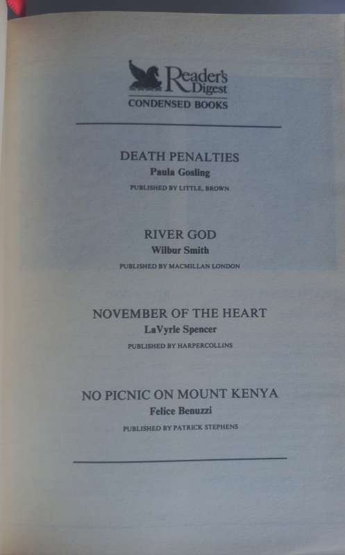 Reader`s digest condensed book: Death penalties, River god, November of the heart